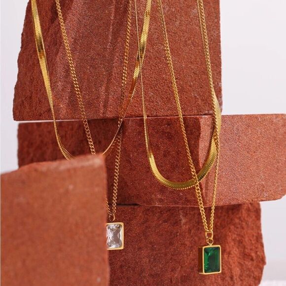 #15 18K Gold Plated Unique Crystal Necklace - Picture 3 of 10